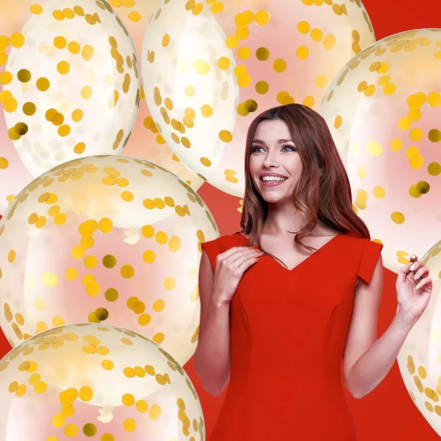 10 pièces 18 pouces paillettes confettis ballons papier points confettis brillant Latex grands ballons pour anniversaire fête de mariage décoration