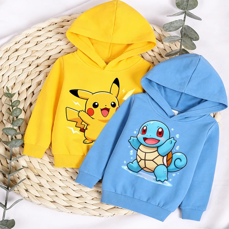 

Pokemons Kids Hoodie Spring Jacket Cute Game Multiple Role Printed Boys Girl Anime Pullover Windbreaker Streetwear Shirt Clothes