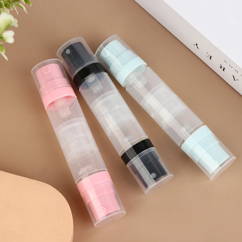 5ml + 5ml dupla cabeça imprensa a vácuo tipo spray/loção garrafa recarregável maquiagem cosméticos creme gel hidratantes recipiente líquido