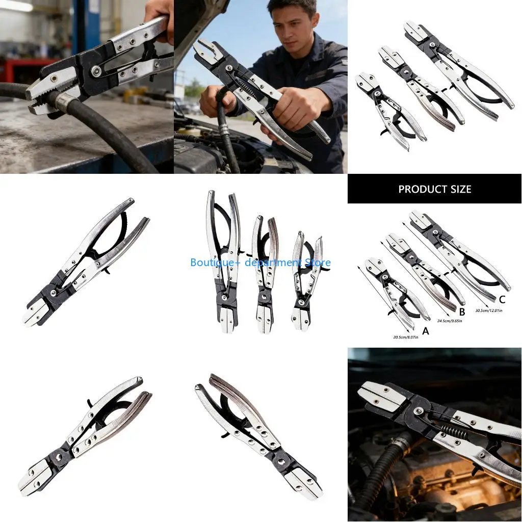 E1PD Flat Nose Design Oil Line Blocking Pliers For Auto Mechanic Workshop Use Hose Clamp Plier Professional Repairs