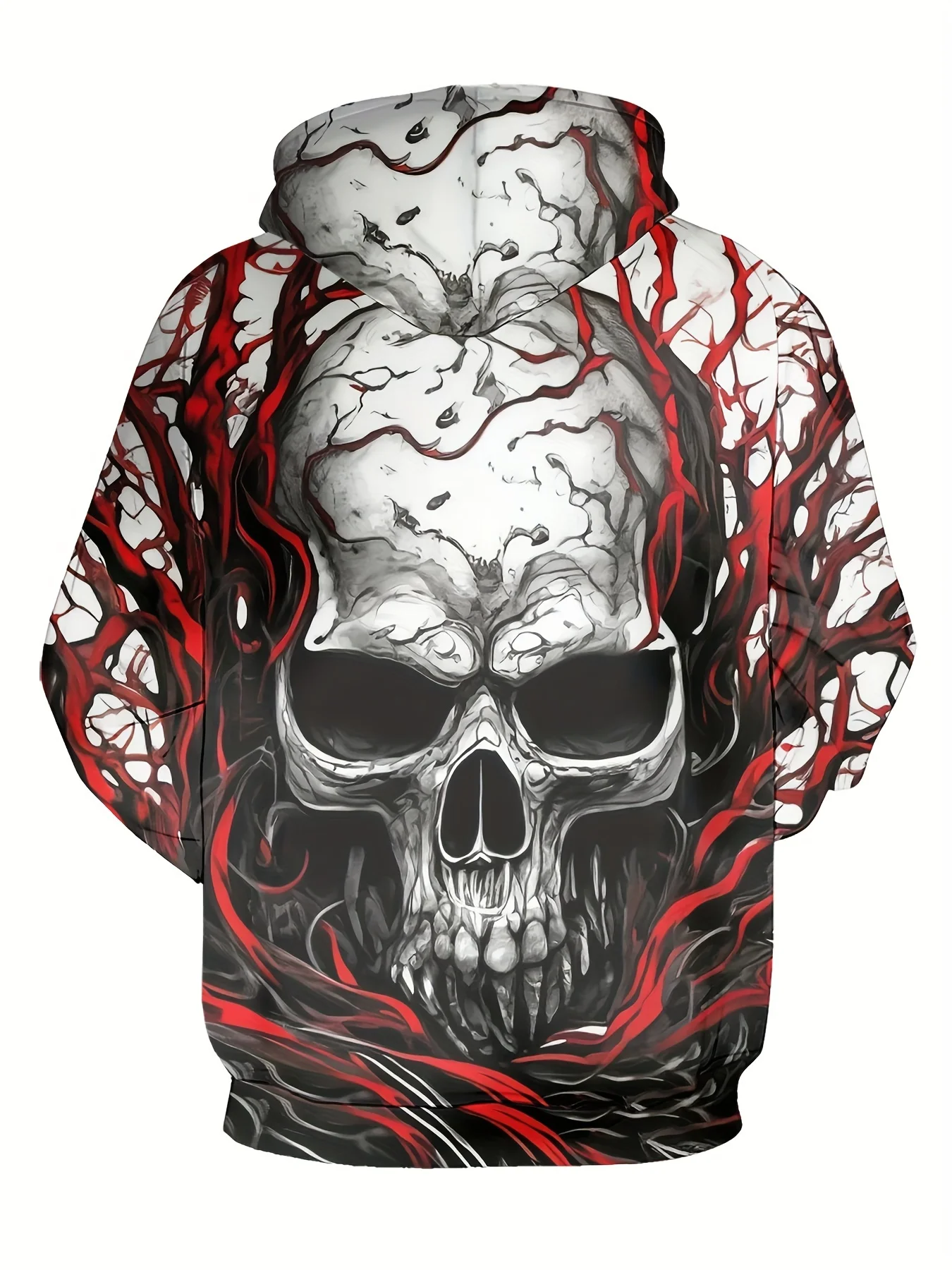 سويت شيرت بغطاء للرأس إصدار محدود للهالوين للرجال |   تصميم جمجمة الهيكل العظمي المتفوق |   هوديي كاجوال بأكمام طويلة كبيرة الحجم