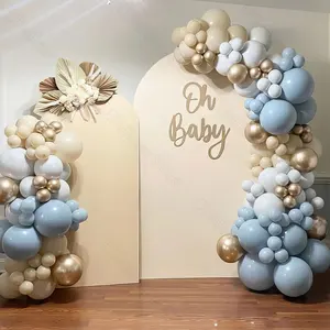 ベビーシャワー用ダスティブルー風船40pcs bohoグレーホワイトサンドチョメゴールドダスティブルーベビーシャワーバルーンボーイバースデー装飾用 8ベストセールスダスティブルーの結婚式の装飾-7