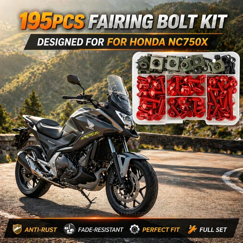195Pcs Motorcycle Accessories Aluminum Fairing Bolt Screws Kit Nut Clips For HONDA NC750X NC 750X NC750 X 2014-2020 CNC Fastener