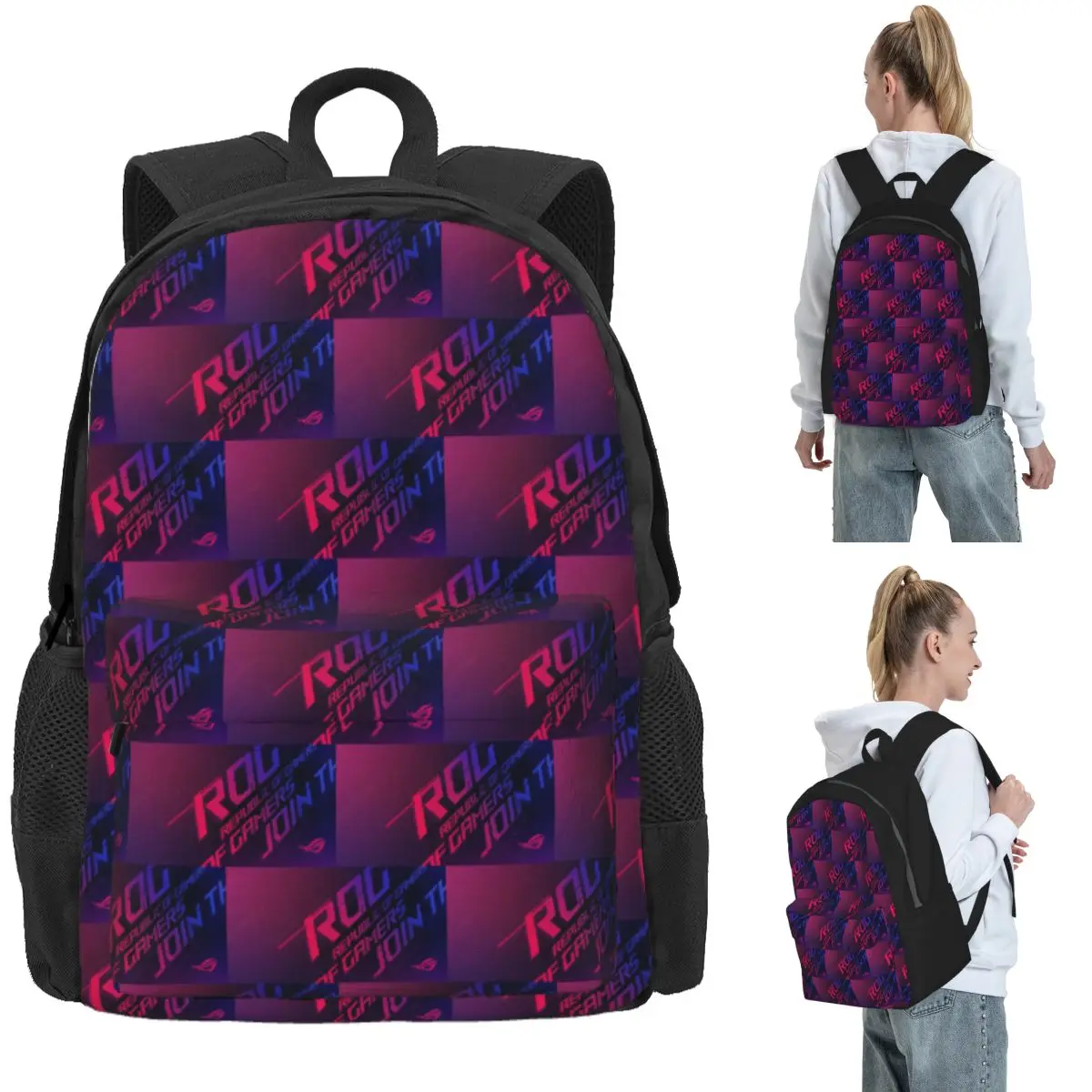 Join The Republic Of Gamers Rog Asu Backpack Daypack Large Capacity Boys Girls BookBag School Bag Shoulder Bags for Men Women