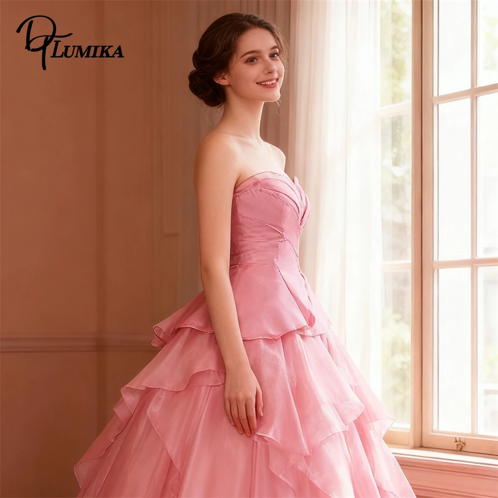 DTLumika Womens Cos Maxi Gown Strapless Pink A Line Party Prom Dresses Princess Birthday Party Dresses with Actual Pictures