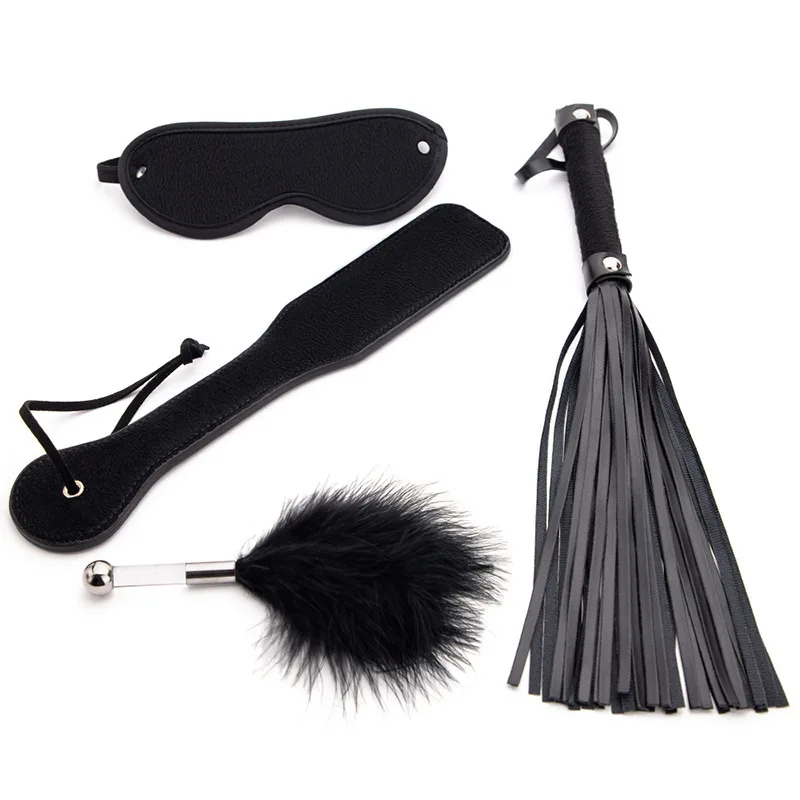 4 قطعة BDSM أطقم الردف XOXO مجداف للكبار متعة الجنس بولي Leather الجلود سوط و المحاصيل عبودية الملحقات SM لعب للنساء الأزواج