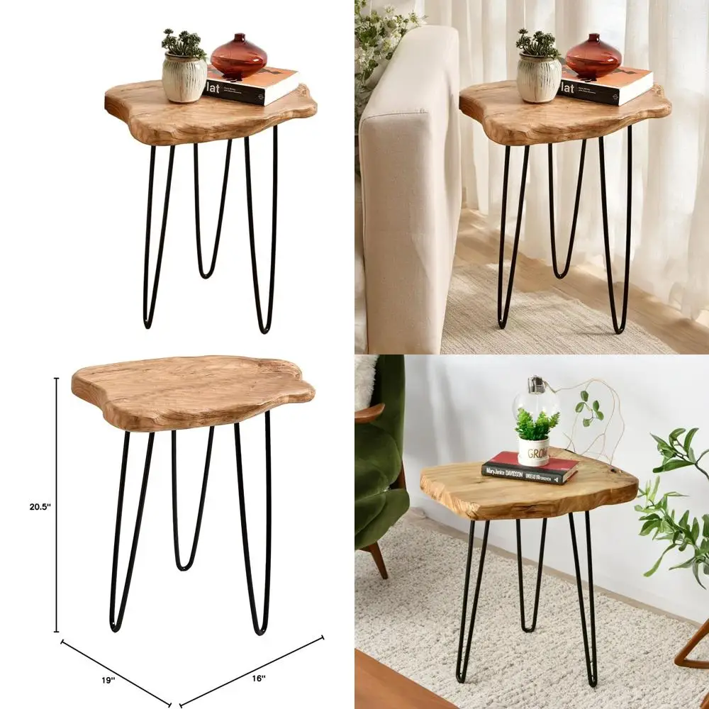 

Natural Live Edge Cedar Side Table, 19x16x20.5, Unique for Home or Patio Use