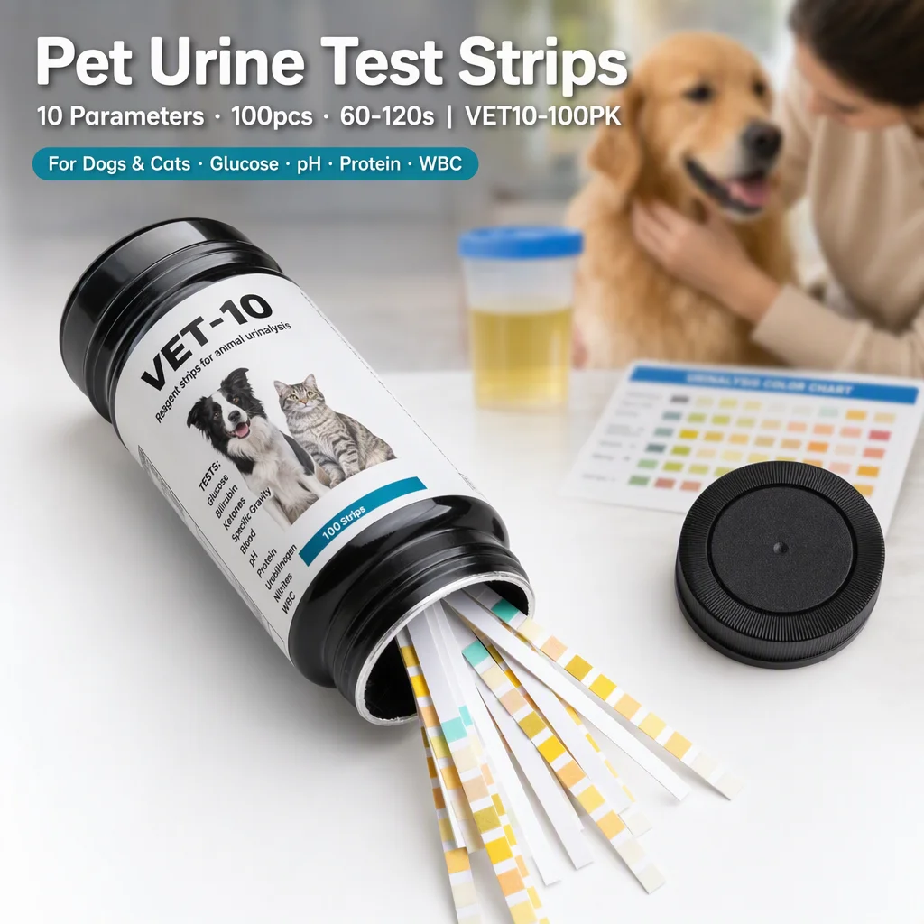 100pcs Pet Urine Test Strips 10 Parameter UTI PH Glucose Ketones Blood Protein Nitrites Urobilinogen Bilirubin Specific Gravity