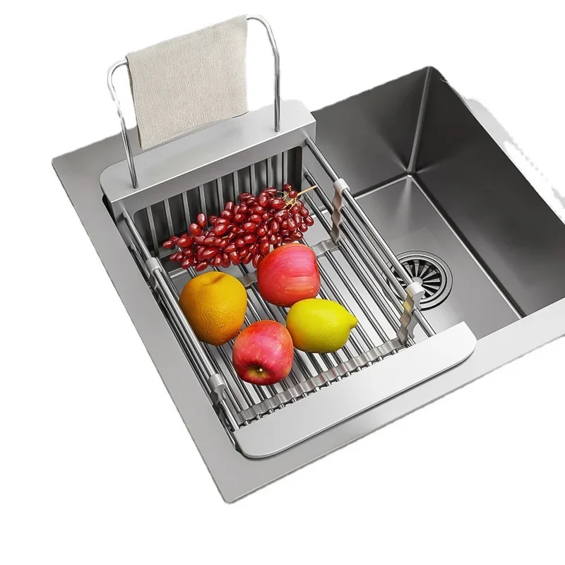 Vegetable basin Stainless steel leaking pool Filter Retractable kitchen basket