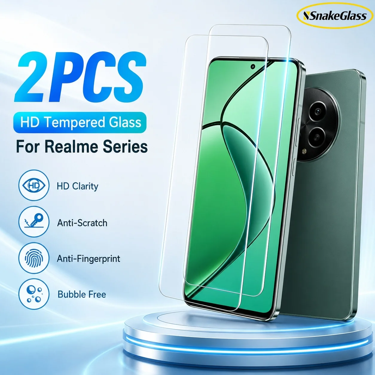 For Realme 16 Pro 15T 14x 13+ 12X 11 10 8 Pro 7i 6i C85 C55 C33 CT7 GT Master 2PCS HD Tempered Glass Easy Install Film Protector