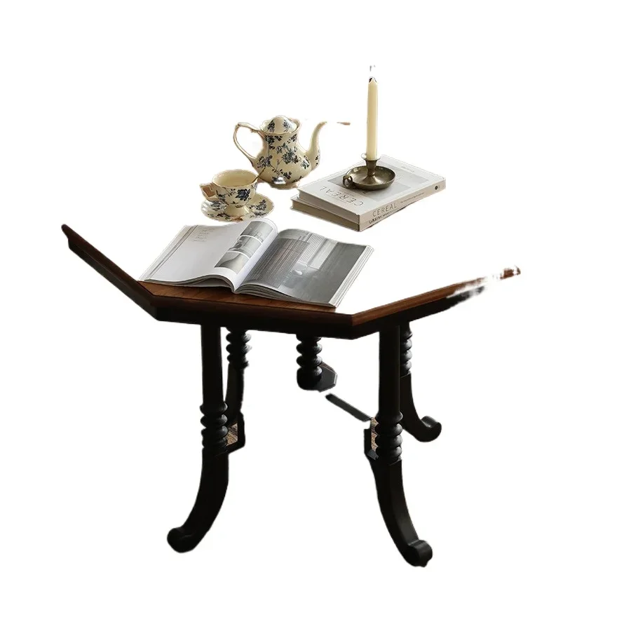 

Nanyang retro style solid wood dining table cream black round table household cherry wood dining table all solid wood