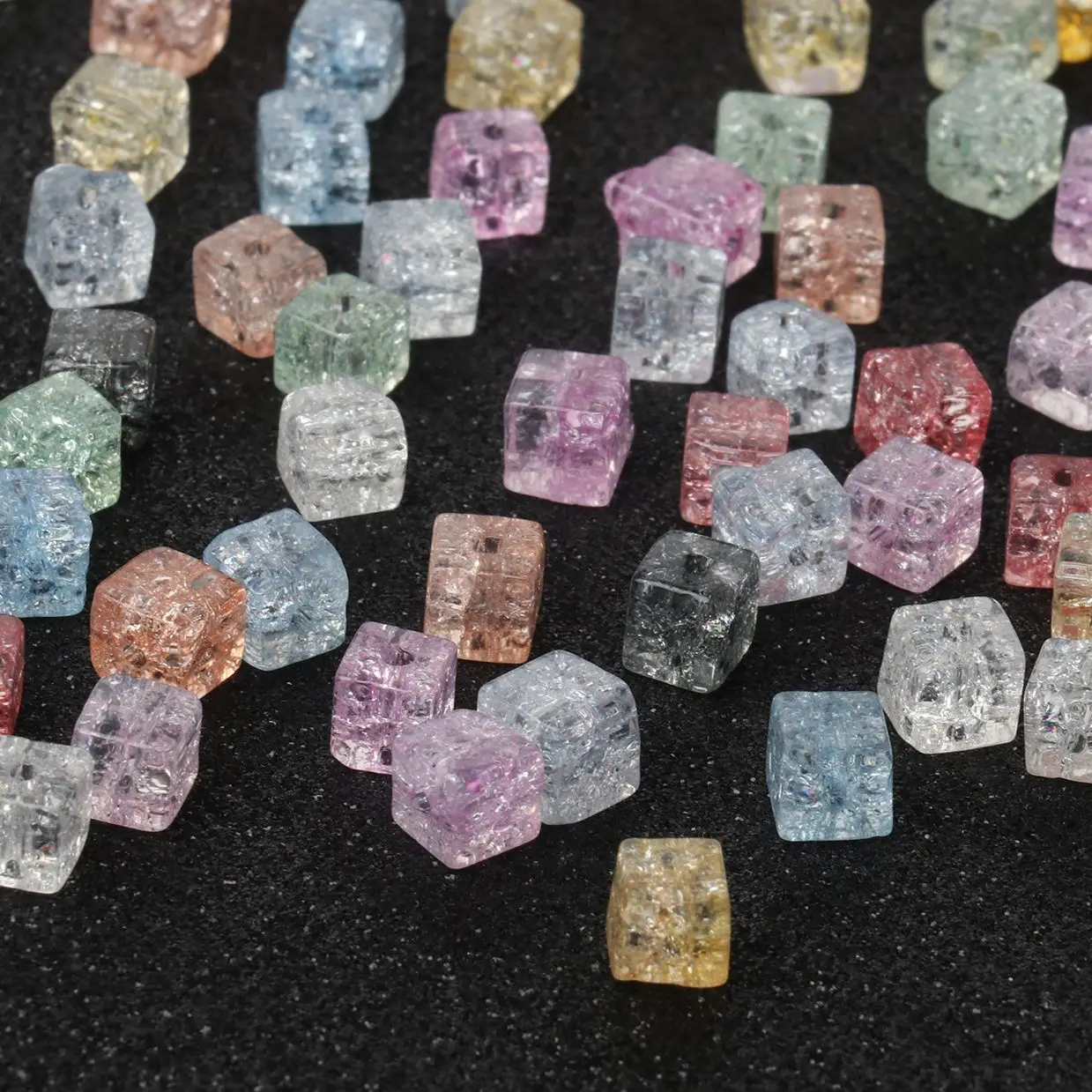 Natural Stone 8mm Square Colorful Snow Cracked Quartz Crystal Beads Cube Spacer Beads For Jewelry Making Diy Bracelet Necklace view 3