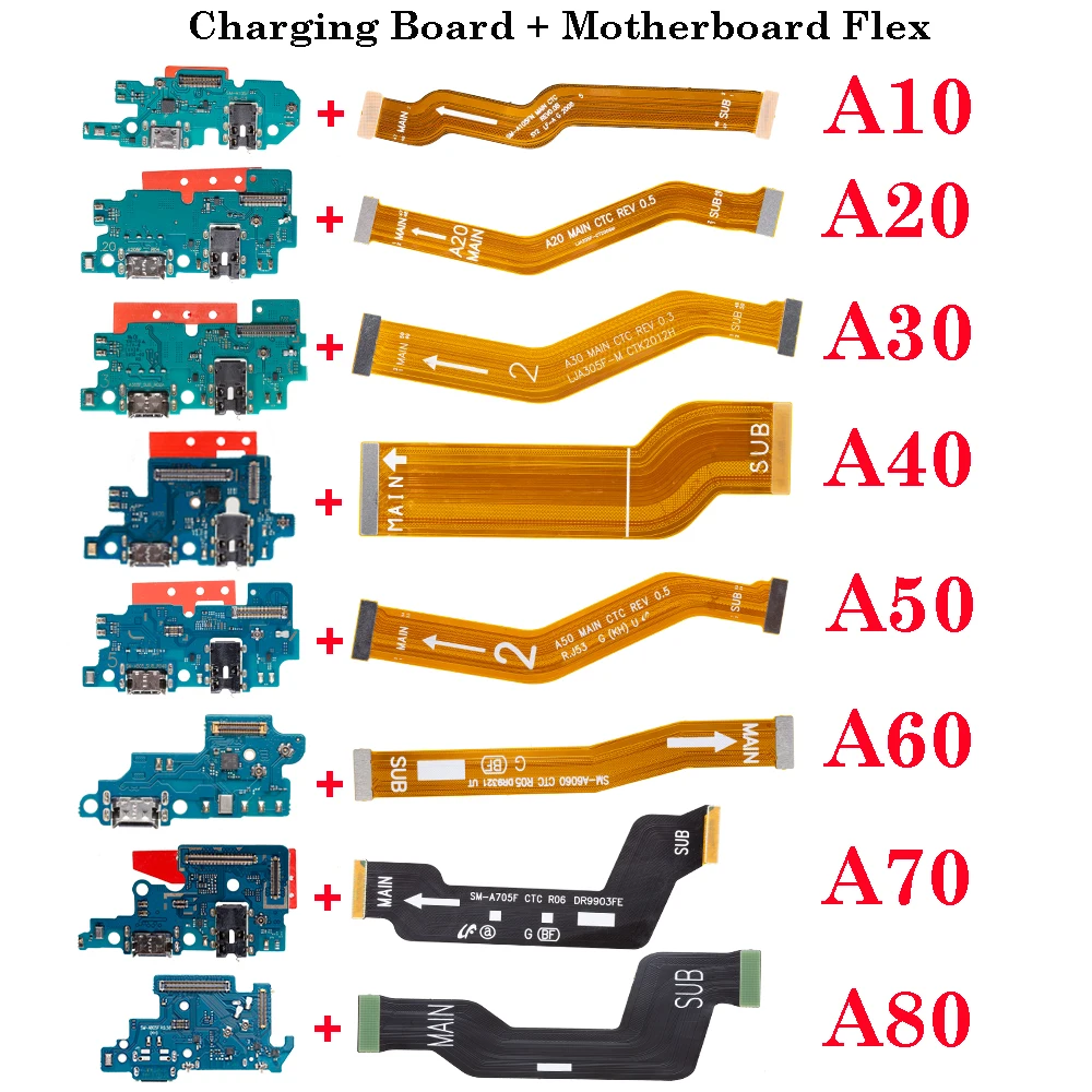Cargador de carga rápida USB Pop, Cable flexible de placa base principal para Samsung Galaxy A10 A20 A30 A40 A50 A60 A70 A80, conector de muelle de jabalí