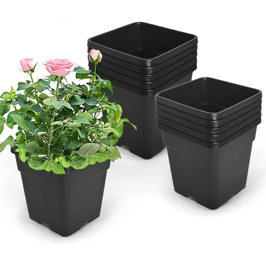 

1 Gallon Square Nursery Pots ible Plastic Pots for Plants Gallon Pot with Drainage Holes 10 Pcs