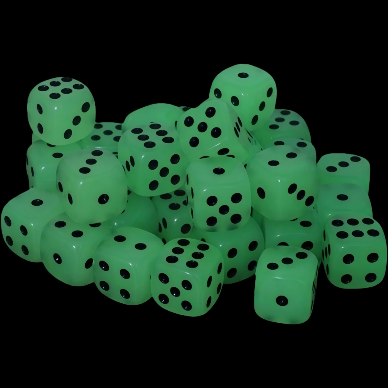 مجموعة نرد متوهجة في الظلام مكونة من 10 قطع، نقاط سوداء، زوايا مستديرة 14 مم، مستلزمات ألعاب الطاولة للترفيه في نادي البار