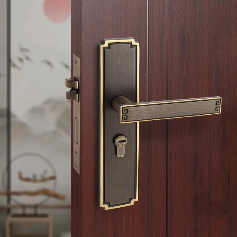 New Chinese Style All-copper Silent Door Lock for Villa Bedroom Wooden Door