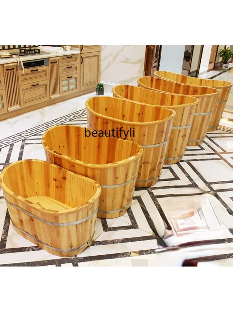 Wooden Barrel Bath Bucket Bath Bucket Bath Barrel Solid Wood Basin Adult Body Medicated Bath Tub Bath Bucket