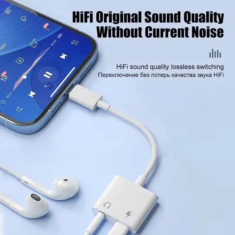 Audio Adapter For iPhone 14 13 12 11 Pro Max Aux Jack Headphone 3.5mm To Headphone Jack Charger Splitter Converter Accessories image 2