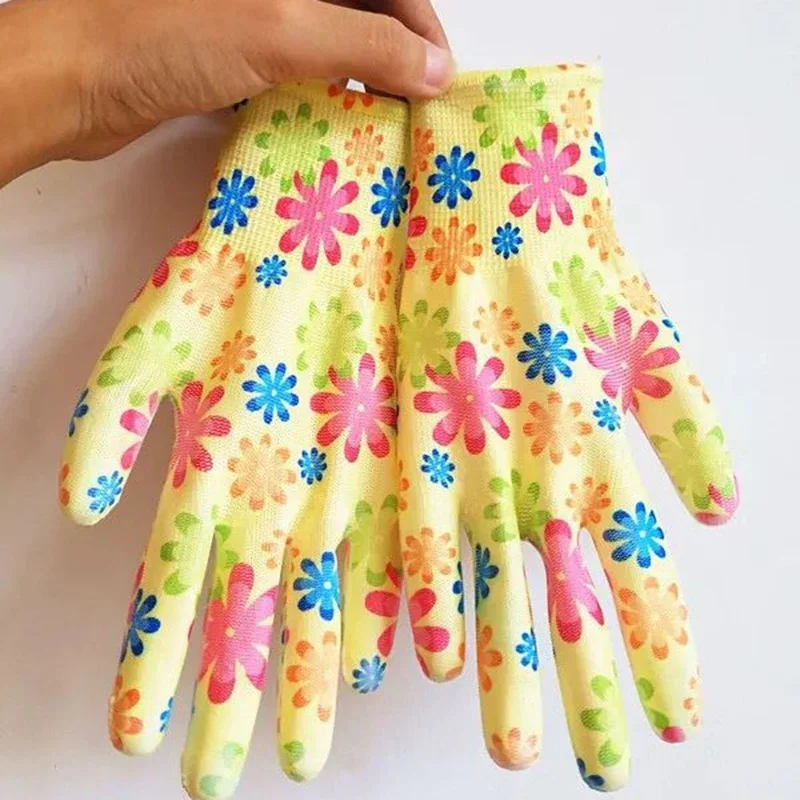 Piantare guanti da giardino floreali rivestiti con palmo per la pulizia del cortile guanti da lavoro antiscivolo da donna guanti antiscivolo per la