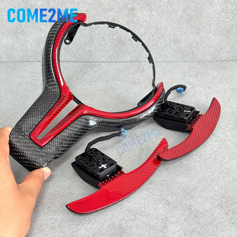 

Upgraded red style carbon fiber steering wheel cover shift paddles suitable for BMW new 2345 series X3X4X5X6 modified M3M4M5