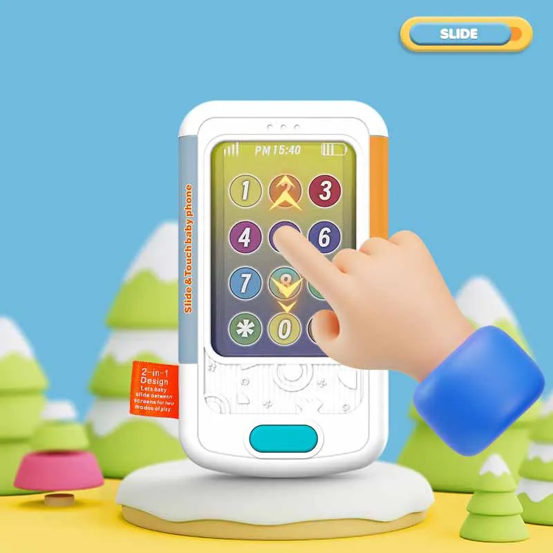 New Children's Puzzle Toys Simulation Cell Phone With Lights Music Touch Screen Can Slide Learning Early Education Machine Toy