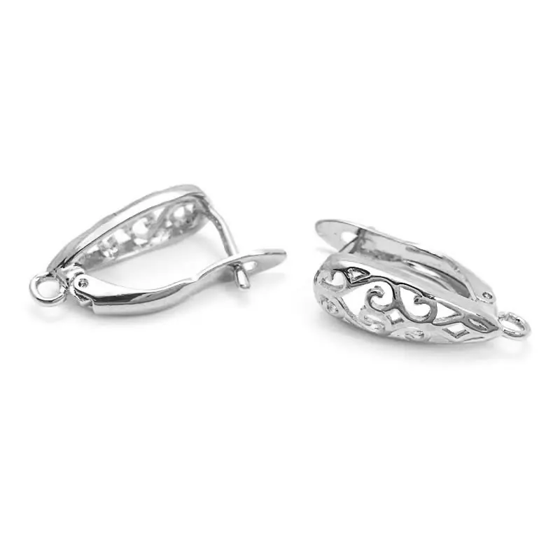6 Chiếc 17MM Vàng 24K Màu Đồng Thau Có Vải Hoa Văn Thả Hình Bông Tai Đinh Chân Bông Tai Kẹp Trang Sức làm Diy Phát Hiện