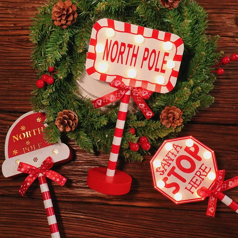 2026 Christmas Decorative Lights, LED Lamp Desktop Night Lights Xtmas Party Decorations for Home Windows Display Santa Stop Here