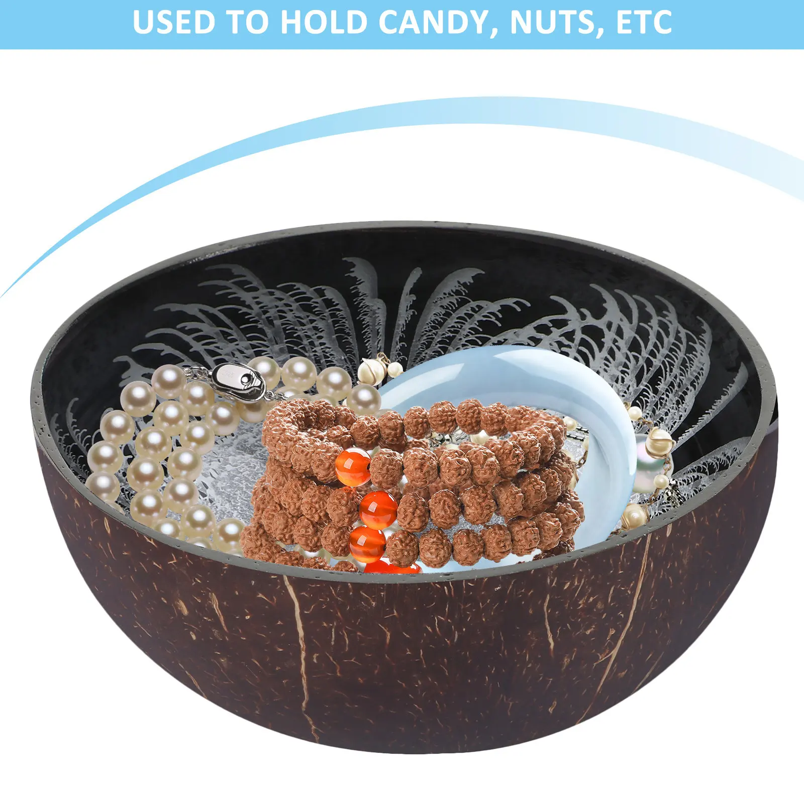 Unique Coconut Shell Bowl Environmentally Friendly Handcrafted Decorative Bowl for Candies Nuts Small Items Living Room Desk