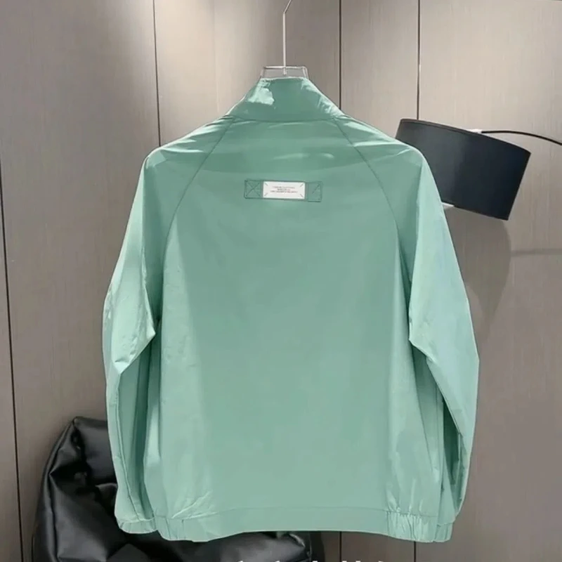 Summer Thin Ventilation Sunscreen Clothing Men Fashion Simplicity All-match Loose Flip Collar Solid Color Pleated Coat JJ176