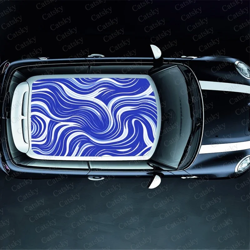 Abstract Curve Pattern Car Roof Sticker Wrap Racing SUV Accessories Packaging Painted PVC Custom Car Graphic Decal