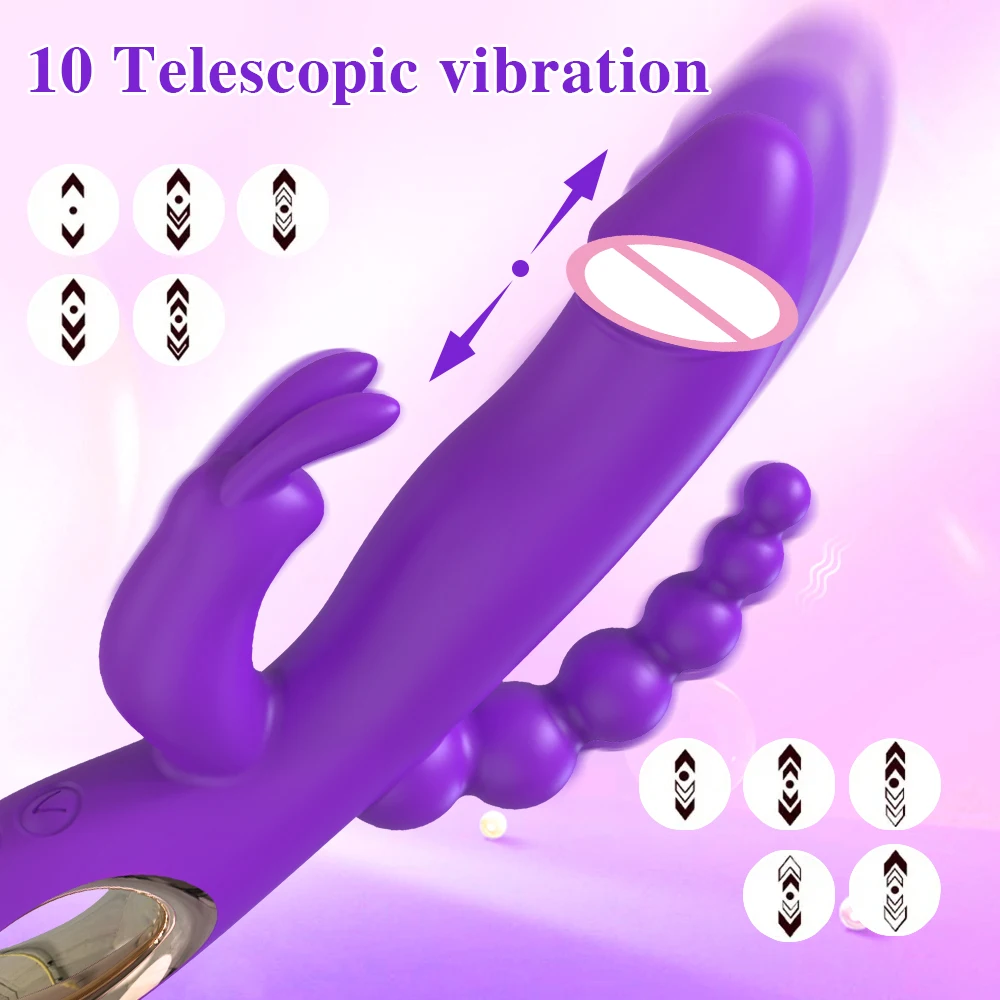 Rabbit Thrusting Vibrator for Woman 3 in 1 G Spot Clitoris Stimulator Vagina Massager Female Masturbator Backyard Anal Sex Toy