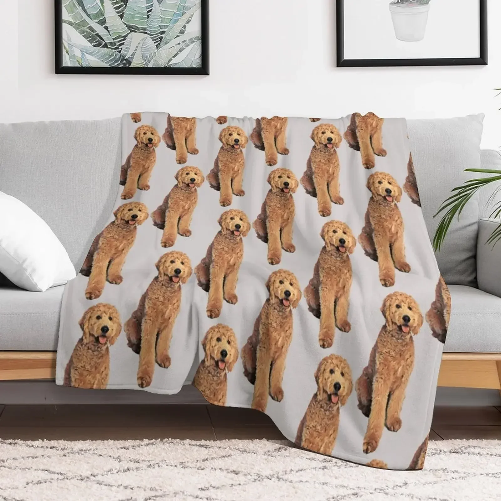 F1bb Goldendoodle Throw Blanket Sofa Quilt Flannel Fabric Bed linens Bed covers Blankets