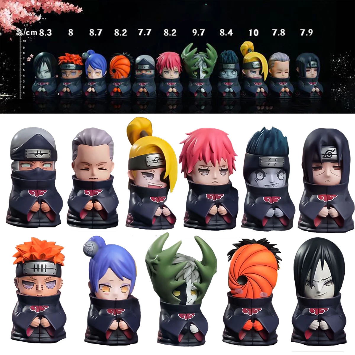 

Naruto Animation Peripheral Toys Model Figure Q Version Statue Akatsuki All staff Palm Series Ornaments
