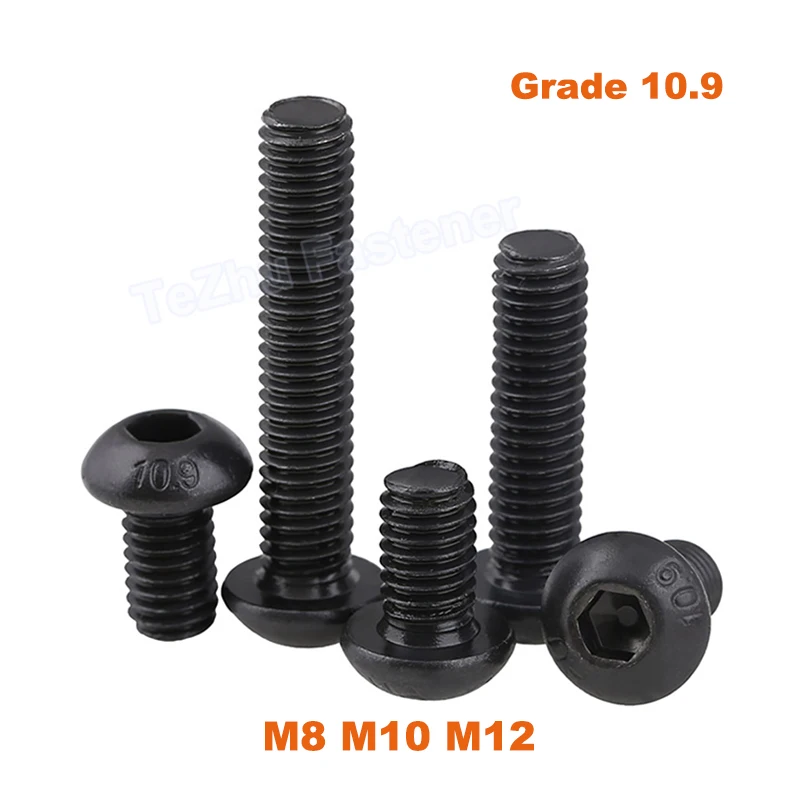 

M8 M10 M12 Black 10.9 Alloy Steel Hex Hexagon Socket Round Pan Button Head Allen Bolt Furniture Screw