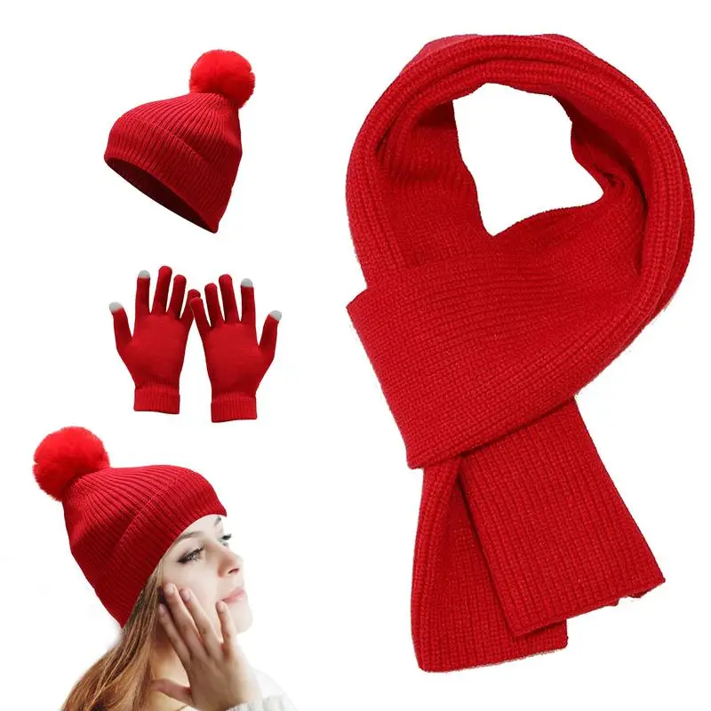 Hat And Scarf Set For Women Winter Set Headband Set Womens Winter Hats Gloves Set Stocking Stuffers For Travel Walk Shopping