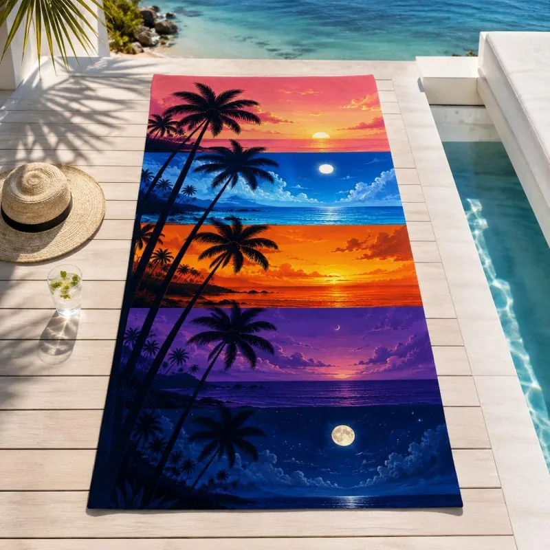 Full repeat evil eye circular Greek pattern lightweight quick dry beach towel matching Mediterranean style travel and beach