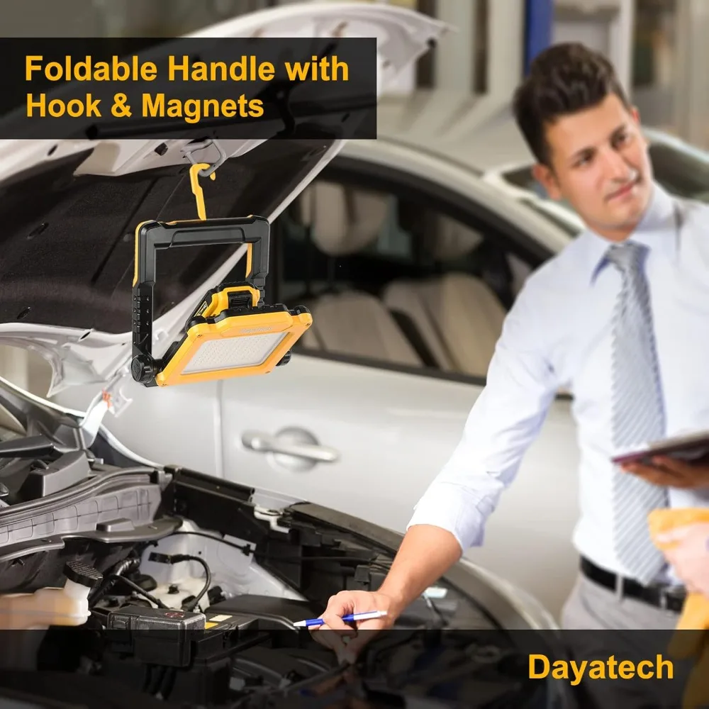 ضوء عمل LED قابل لإعادة الشحن - ضوء عمل محمول لاسلكي 4000/2000/1000LM متوافق مع ديوالت، ميلووكي، - الأفضل #5