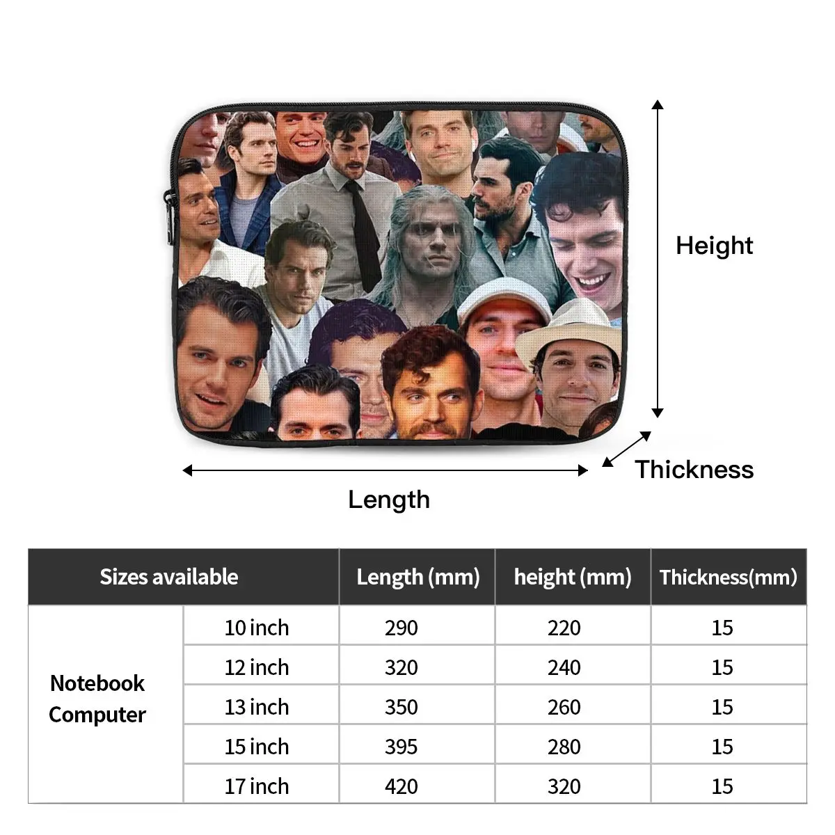 Henry Cavill Photo Collage 1 Notebook Laptop Bag Case Pouch 10 12 13 15 17 Inch Notebook Sleeve Cover Bag Tablet Case Bag