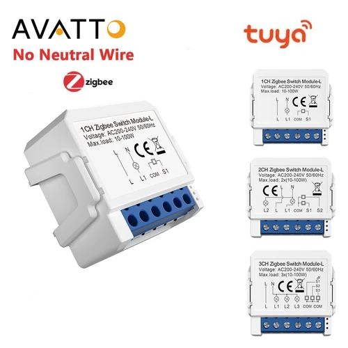 AVATTO Tuya ZigBee interruptor de luz inteligente sin módulo de relé neutro 1/2/3 Gang Smart Life/Control por aplicación Tuya, funciona con Alexa Google Home