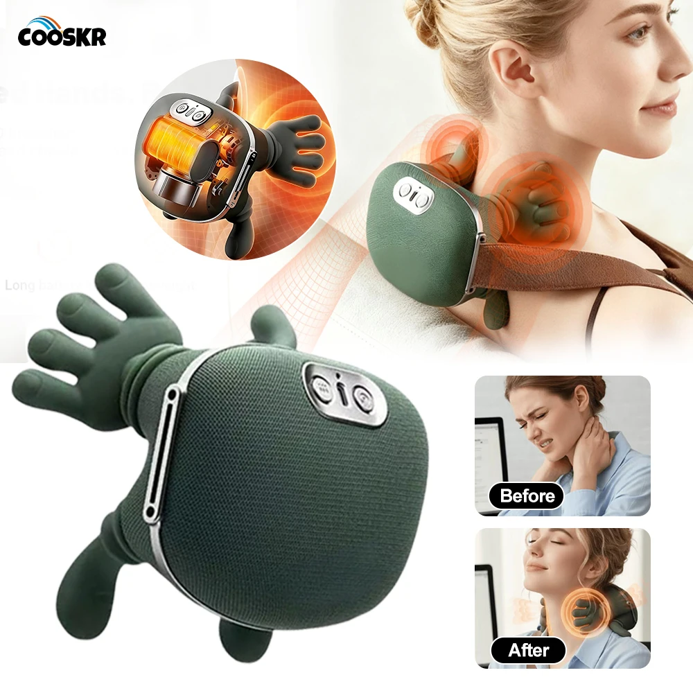 

Массажер для шеи и плеч, электрический бионический разминающий массажер для спины, шеи, тела, ног, талии, мышц, облегчение усталости, массажер для спины и шеи