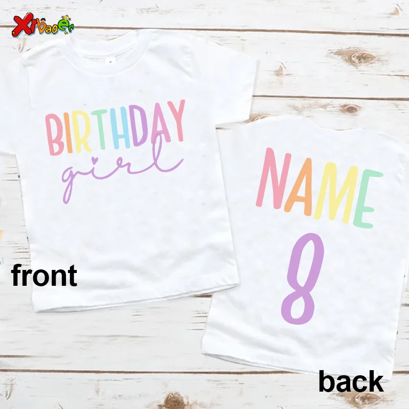 Birthday Girl T Shirt Party Outfits for Kids Custom Name Shirts Baby Girl Clothing Cute T-shirt Kids Clothes 10th Birthday Girls