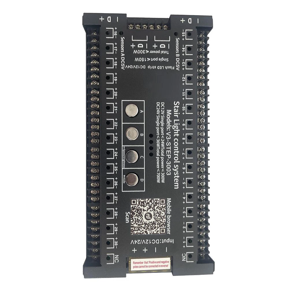 32 Channel Stair Light Control Board Step Function Step Lighting Stair Light 18 Sensing Lighting Modes 32-channel Controller