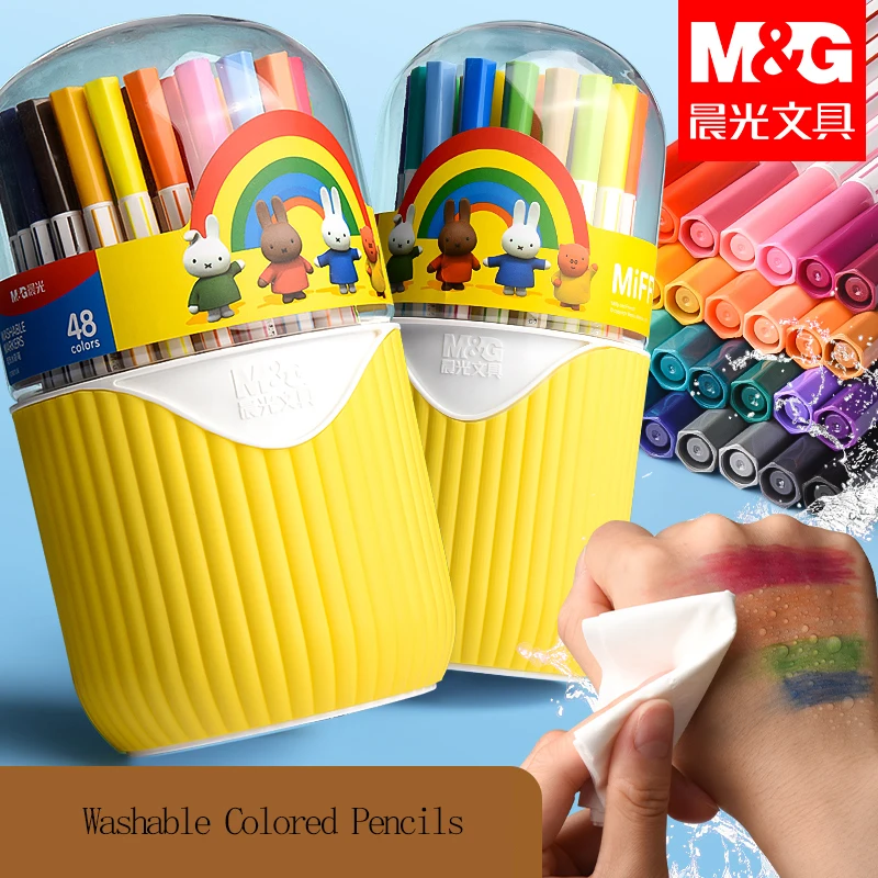 M&G Watercolor Pens 12/24/36/48 Colors Washable Student Drawing Pens Children's Colored Pens Painting Tool Set for School