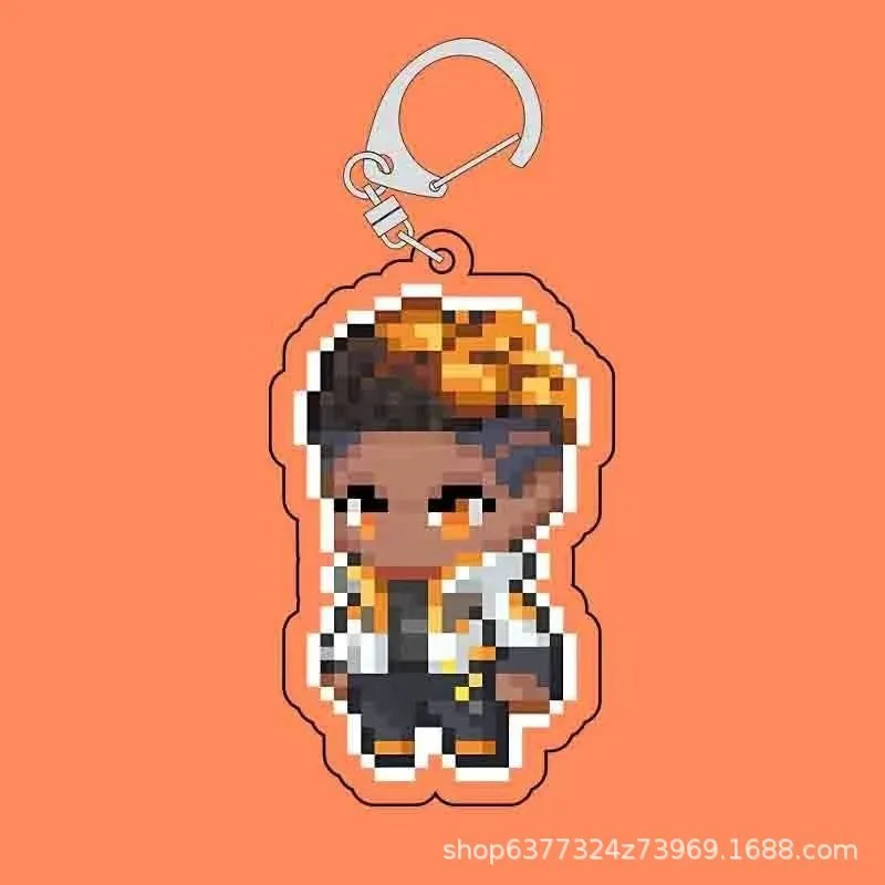 4PCS Hot Game Valorant Series Pixel Style Acrylic Keychain Cartoon Game Role Creativity Fashion Backpack Keychain Birthday Gift view 6