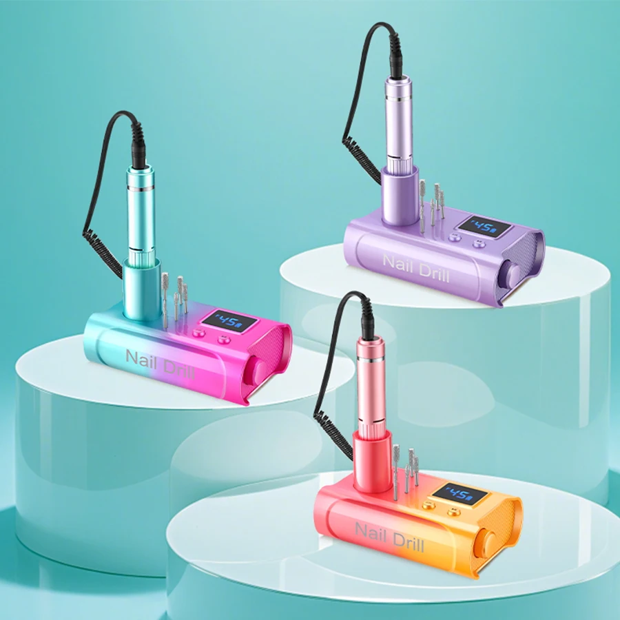 مبرد مثقاب أظافر كهربائي، مثقاب أظافر احترافي 45000 دورة في الدقيقة مع لقم وقاعدة، آلة مبرد أظافر إلكترونية قابلة لإعادة الشحن #6