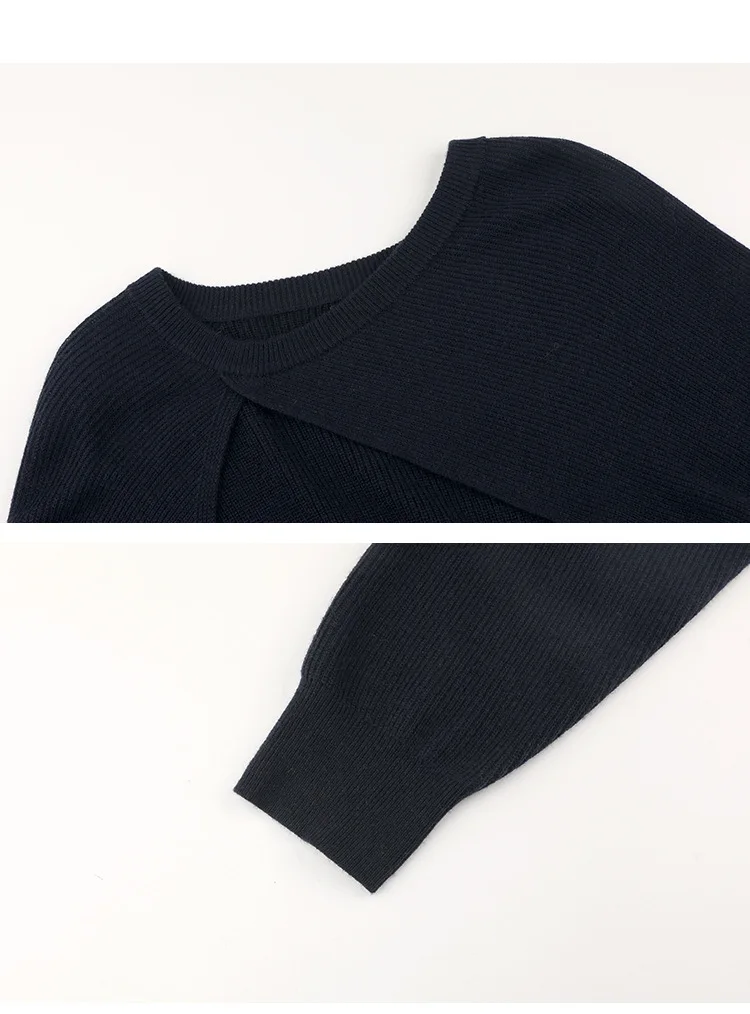 Asymmetrical Bolero Shrugs Cut Out Sleeves Wool Blends Knitted Tops Women Cropped Sweater