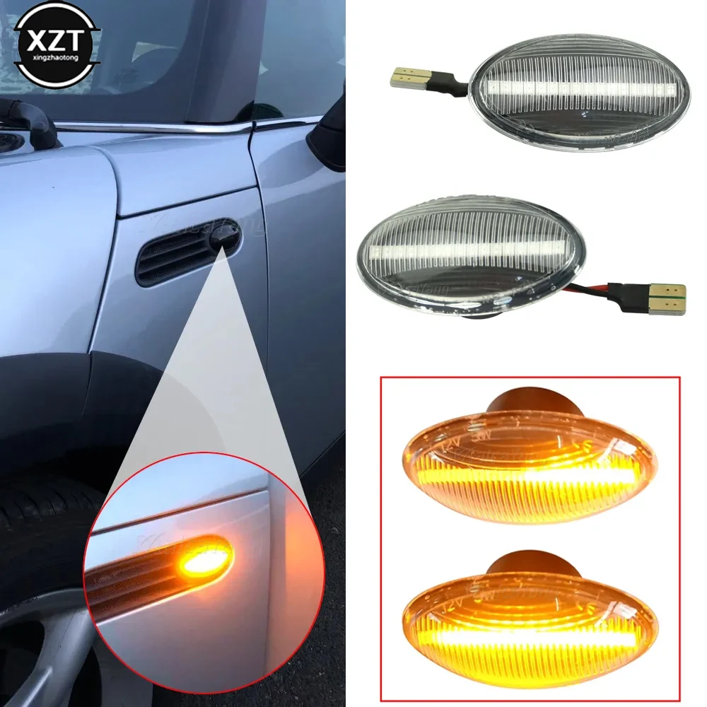 

2Pcs Car Dynamic LED Side Repeater Indicator Light Flowing Side Marker Signal Lamp Light for BMW Mini Cooper R50 R52 R53 02-08