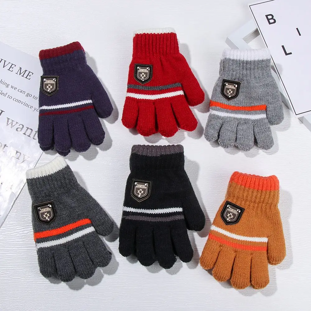 

High Quality Keep Warm Outdoor Children Warm Thick Boys Girls Mittens Knitted Gloves Winter Full Finger Gloves