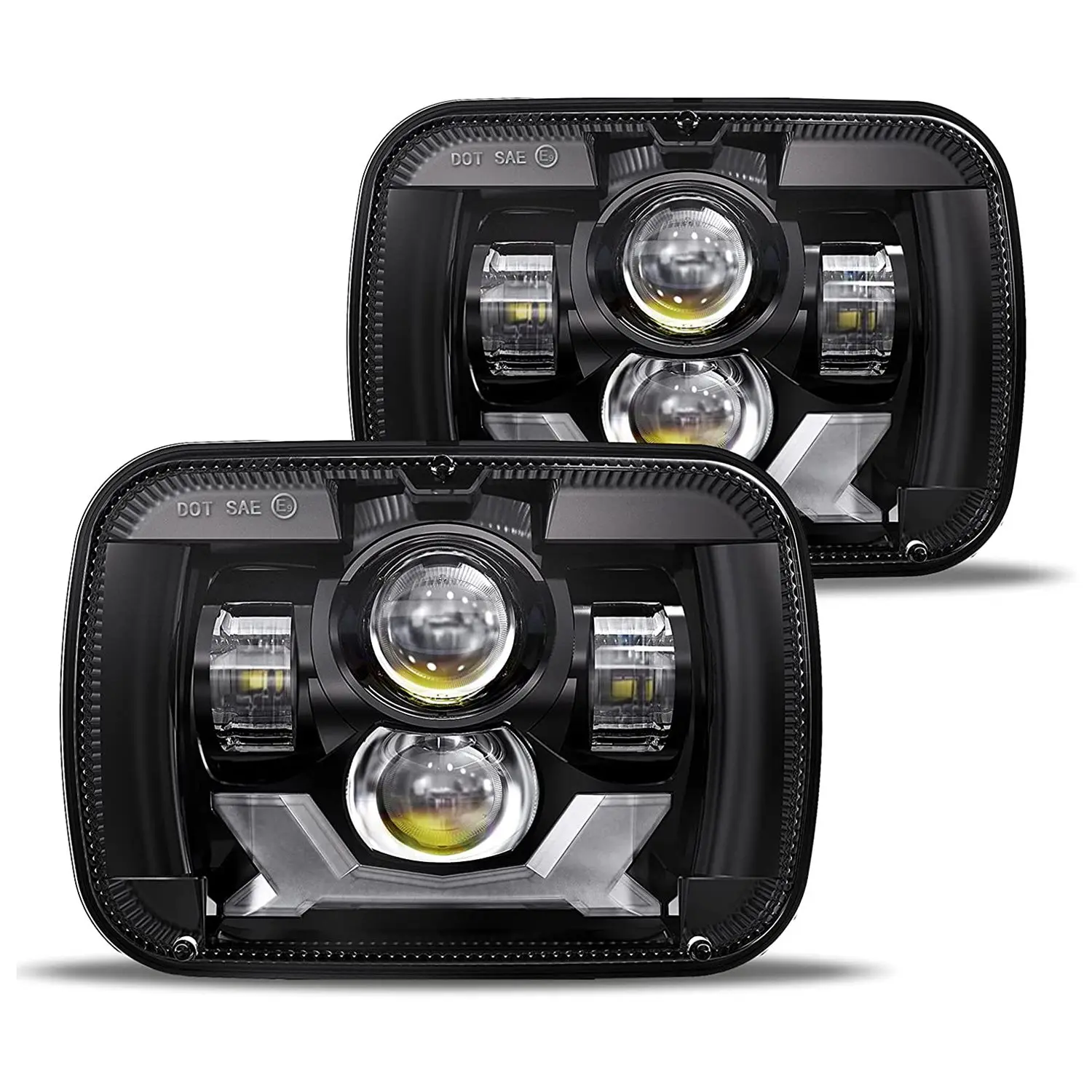 

2 Pack 180W LED Headlights, 5X7 7X6 Headlights with DRL Turn Signal for Jeep Cherokee XJ Wrangler YJ Ford Chevy GMC