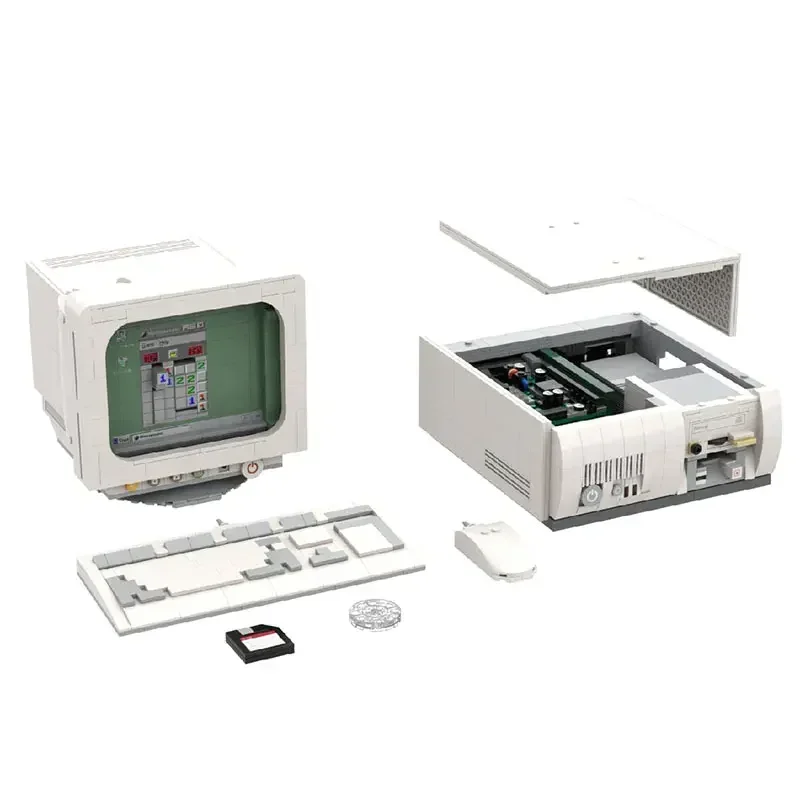 Nostalgia เกมคลาสสิค Moc 85005เดสก์ท็อปย้อนยุคคอมพิวเตอร์90s โมเดลโฮสต์เมาส์และคีย์บอร์ด1800ชิ้นชุดของเล่นอิฐบล็อกตัวต่อชุดของขวัญ